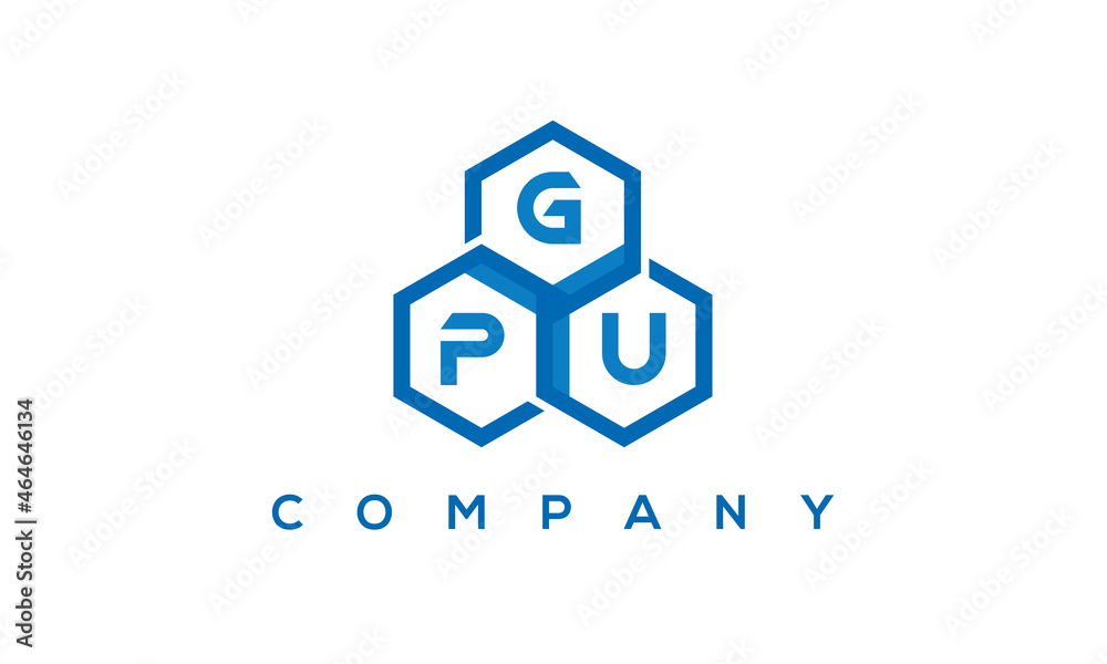 GPU three letters creative polygon hexagon logo