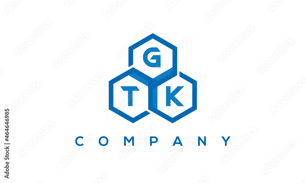 GTK three letters creative polygon hexagon logo GTK three letters creative polygon hexagon logo