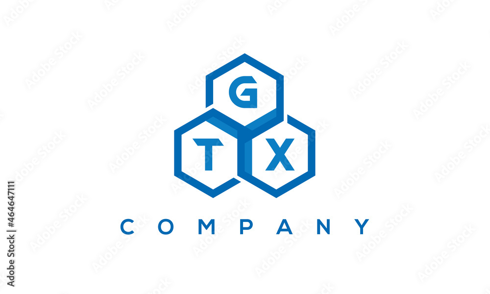 GTX three letters creative polygon hexagon logo