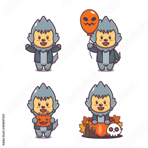Cute cartoon werewolf character vector illustration