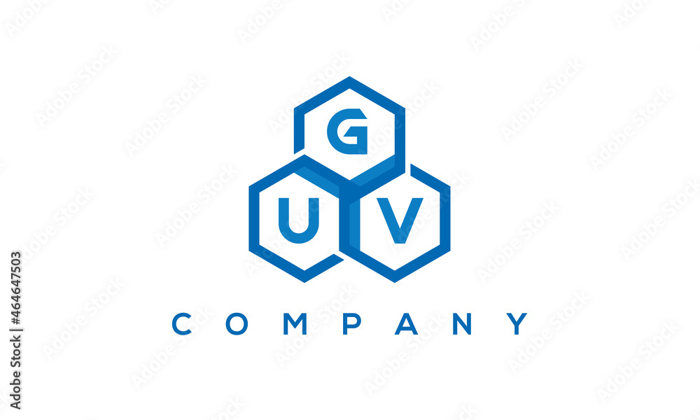 GUV three letters creative polygon hexagon logo GUV three letters creative polygon hexagon logo