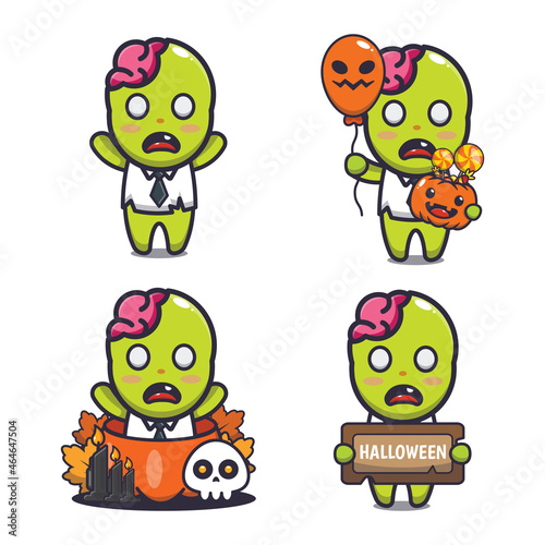Cute cartoon zombie character vector illustration
