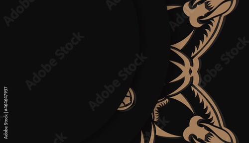 Black background with mandala brown pattern and place for text