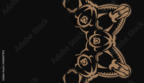 Black background with abstract brown ornament and logo space