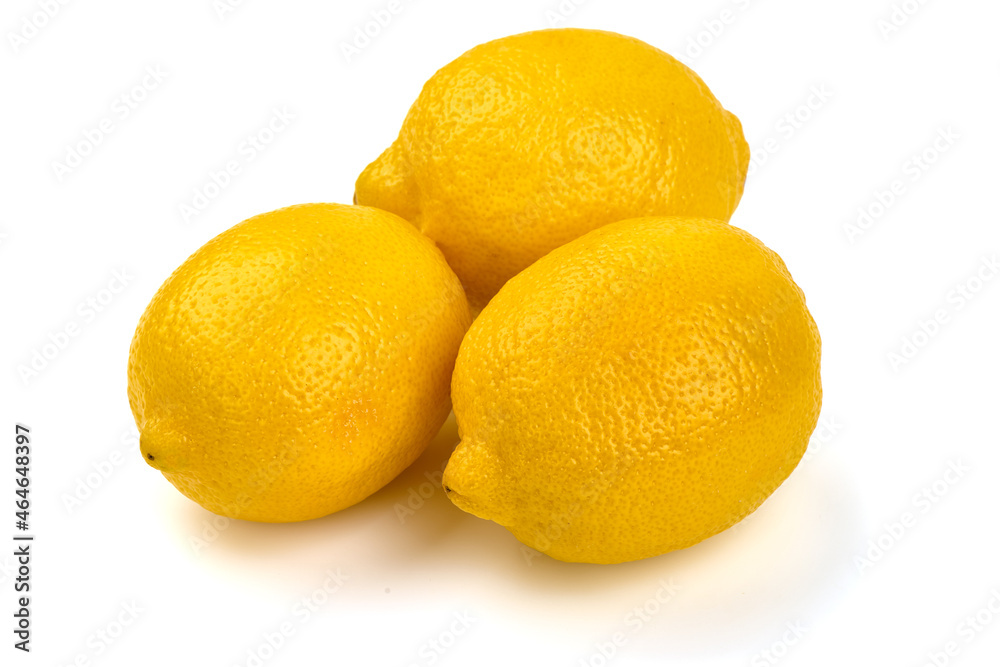Fresh lemons, isolated on white background.