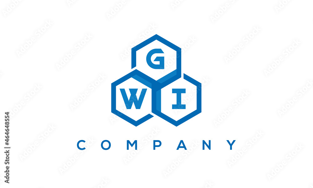GWI three letters creative polygon hexagon logo