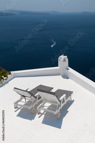 Terrace on the sea in Oia on the island of Santorini