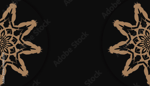 Black banner template with abstract brown pattern and place for text
