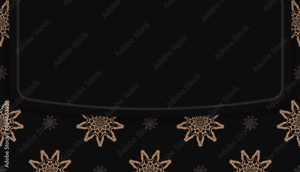 Banner template of black color with greek brown ornament for design under your text
