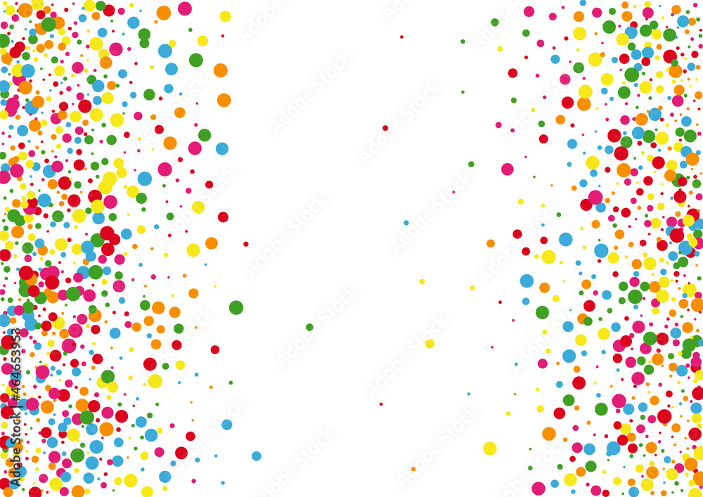 Blue Confetti Colorful Texture. Circle Circular Illustration. Red Abstract Dot. Multicolored Top Round Background.