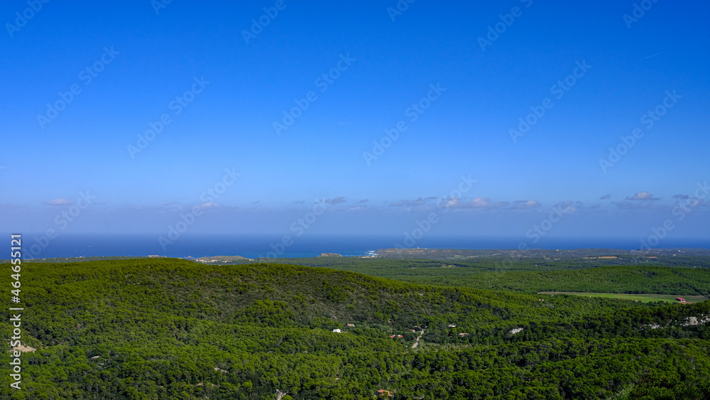 top view of Menorca, Spain. Panorama and green landscape. top view of Menorca, Spain. Panorama and green landscape.