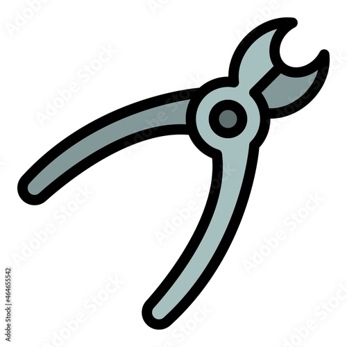 Cut pliers icon. Outline cut pliers vector icon color flat isolated