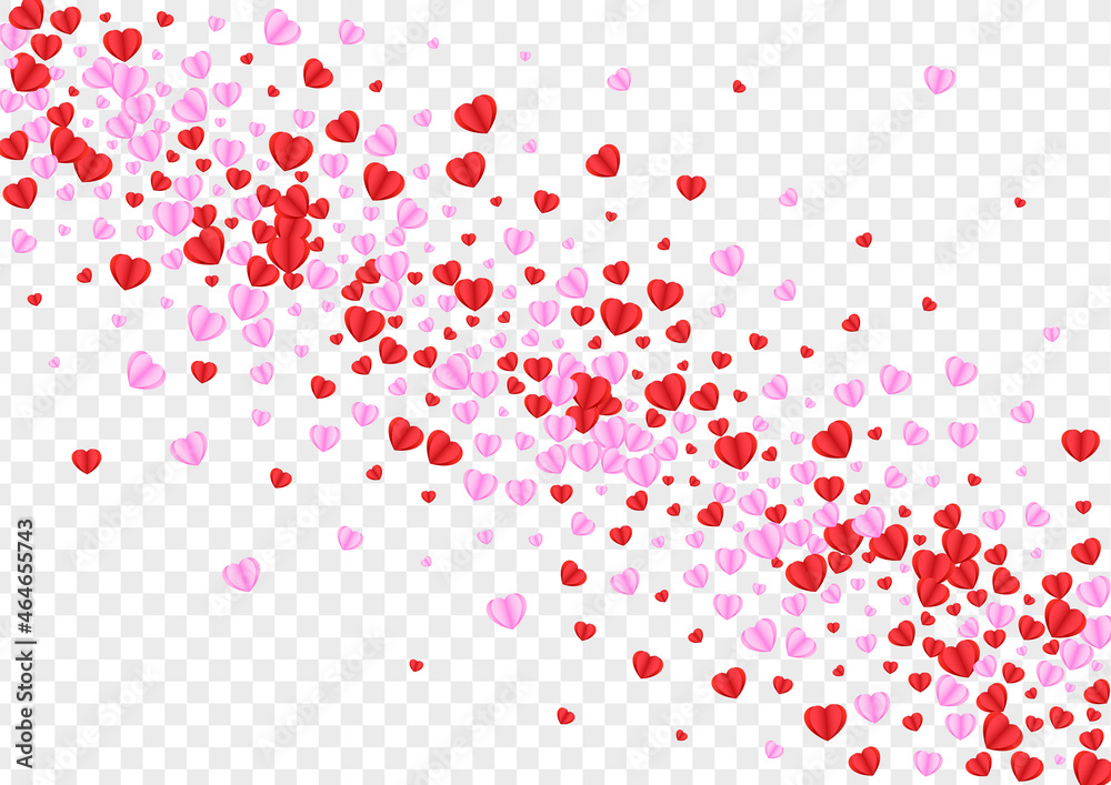 Tender Heart Background Transparent Vector. Drop Illustration Confetti. Red Isolated Backdrop. Violet Heart Cut Pattern. Pink Romantic Frame.