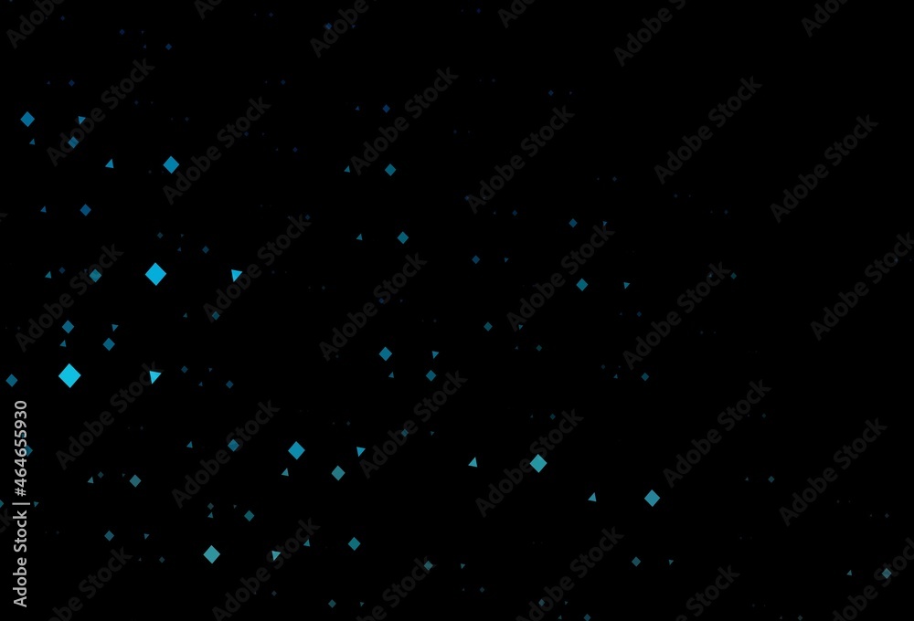 Dark blue vector background with triangles, circles, cubes.