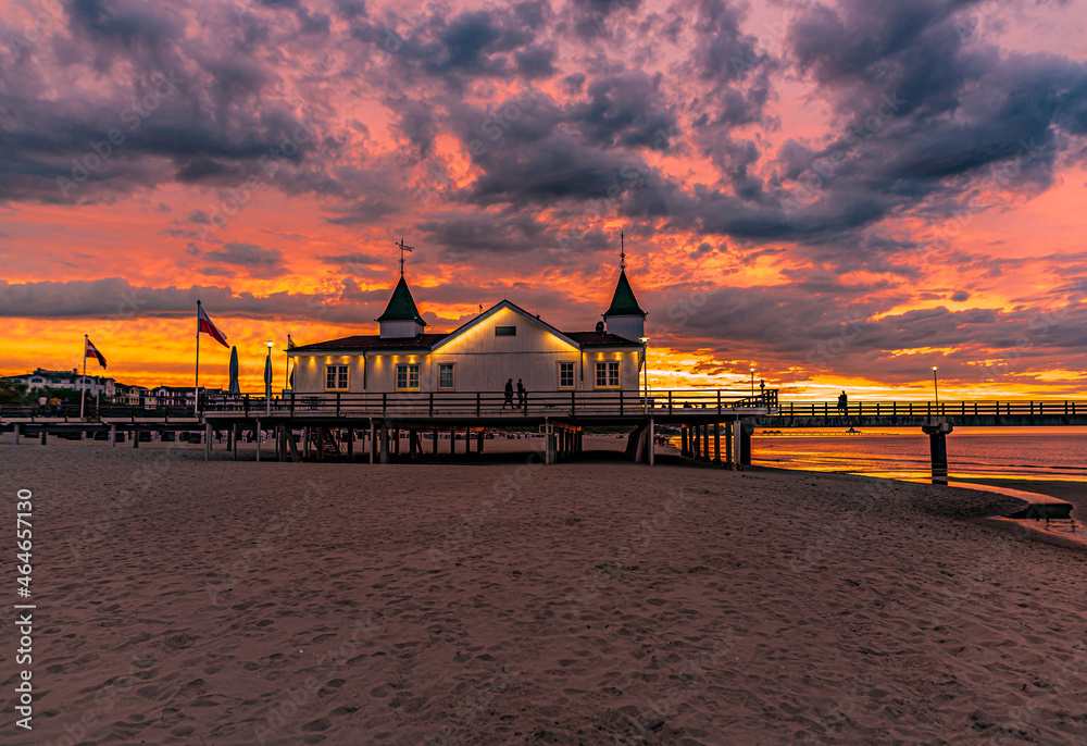 Pier at sunset, Ahlbeck, Usedom island