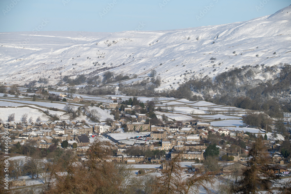 winter landscape in the Yorkshire dales at Reeth