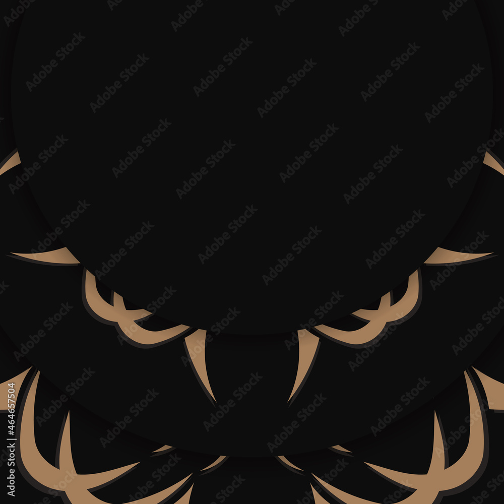Fototapeta premium Black brochure with brown mandala pattern for your brand.