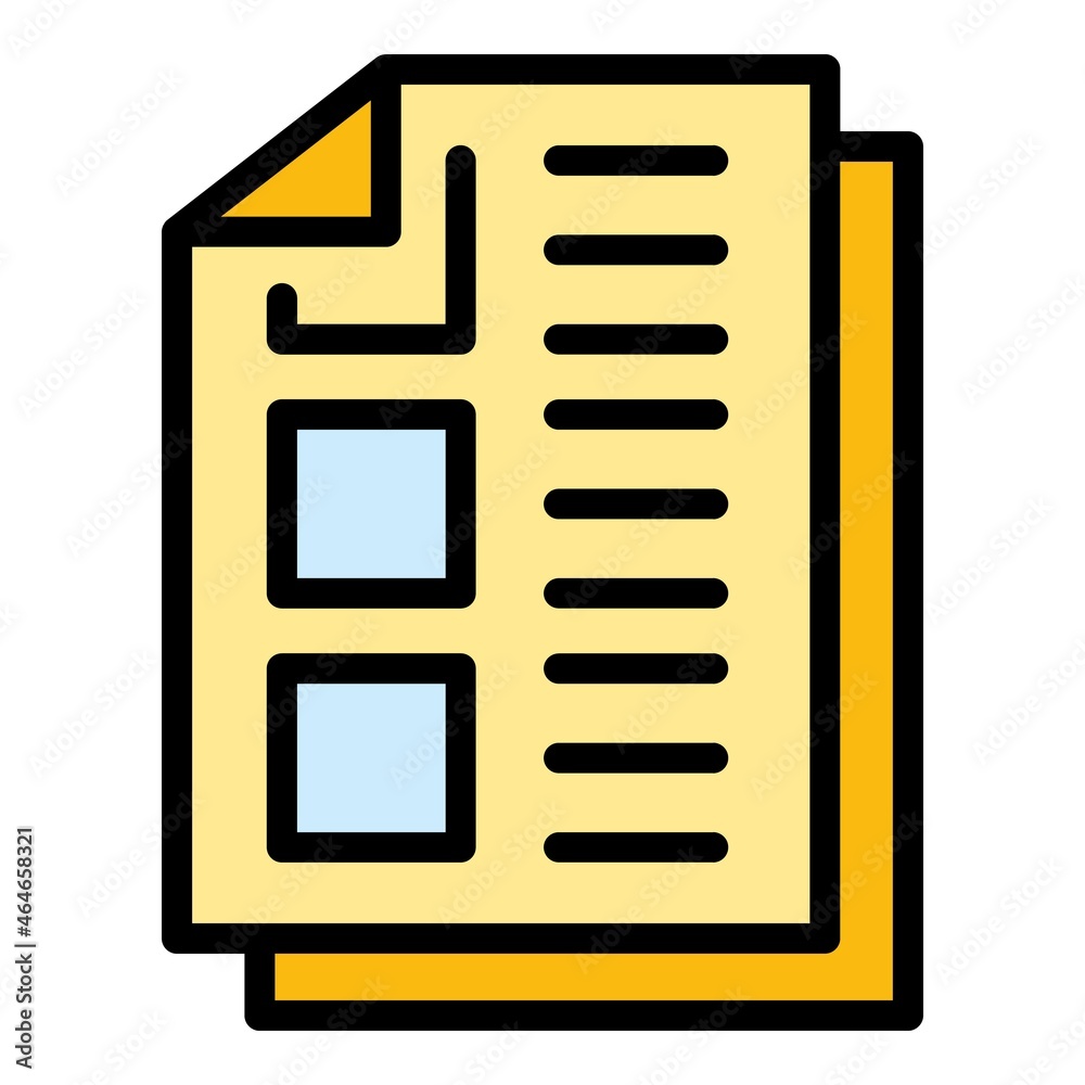 Course paper icon. Outline course paper vector icon color flat isolated Course paper icon. Outline course paper vector icon color flat isolated
