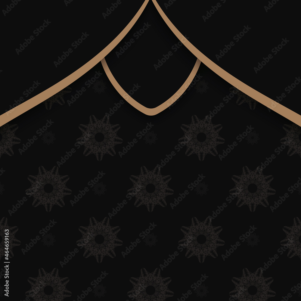 Black leaflet with mandala brown ornament for your congratulations.