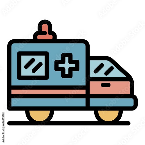 Ambulance car icon. Outline ambulance car vector icon color flat isolated