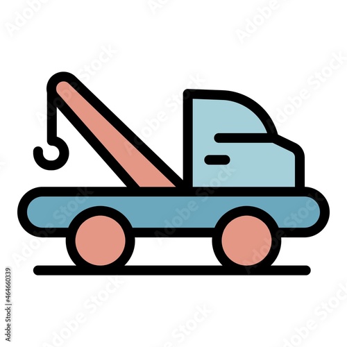 Auto tow truck icon. Outline auto tow truck vector icon color flat isolated