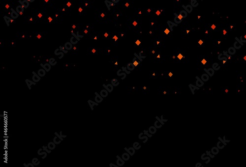 Dark orange vector template with crystals, circles, squares.
