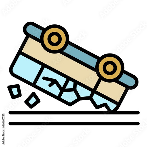 Bus accident icon. Outline bus accident vector icon color flat isolated