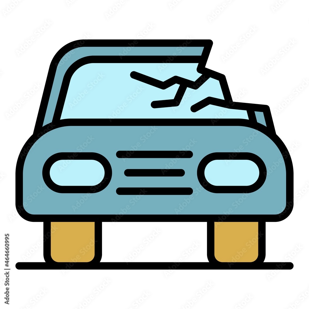Damage car accident icon. Outline damage car accident vector icon color flat isolated Damage car accident icon. Outline damage car accident vector icon color flat isolated