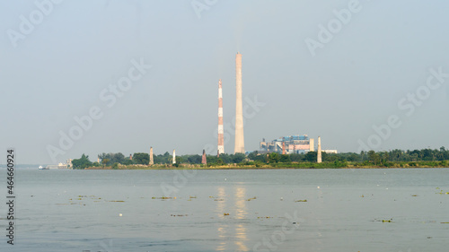 Ganges River side Industry Landscape. Riverside industrial park. Urban landscape. Kolkata India South Asia Pacific