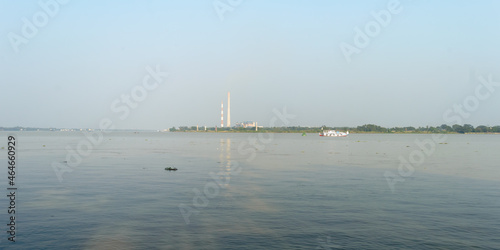 Ganges River side Industry Landscape. Riverside industrial park. Urban landscape. Kolkata India South Asia Pacific