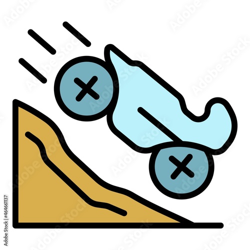 Motorcycle speed accident icon. Outline motorcycle speed accident vector icon color flat isolated