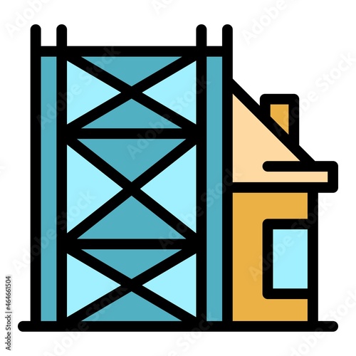 Building reconstruction icon. Outline building reconstruction vector icon color flat isolated