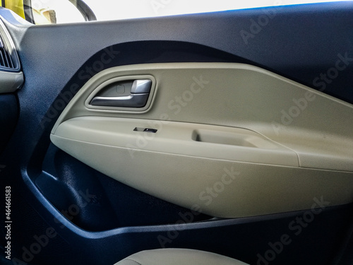 left locked door of a new sports car looks so shiny and attractive 