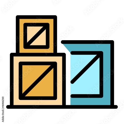 Reconstruction boxes icon. Outline reconstruction boxes vector icon color flat isolated