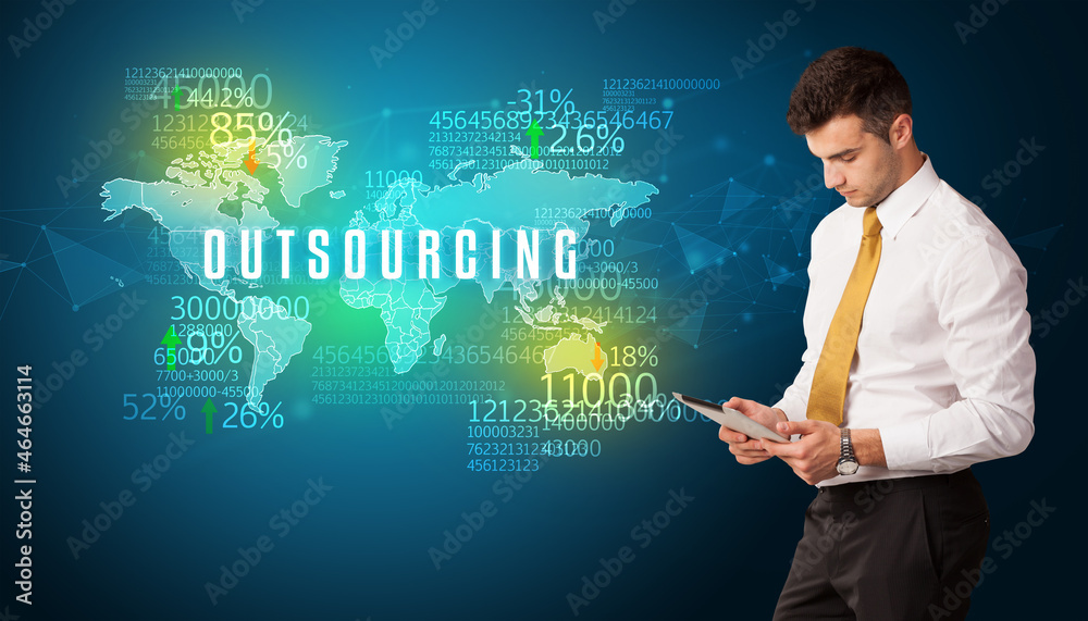 Businessman thinking about market concept Businessman thinking about market concept