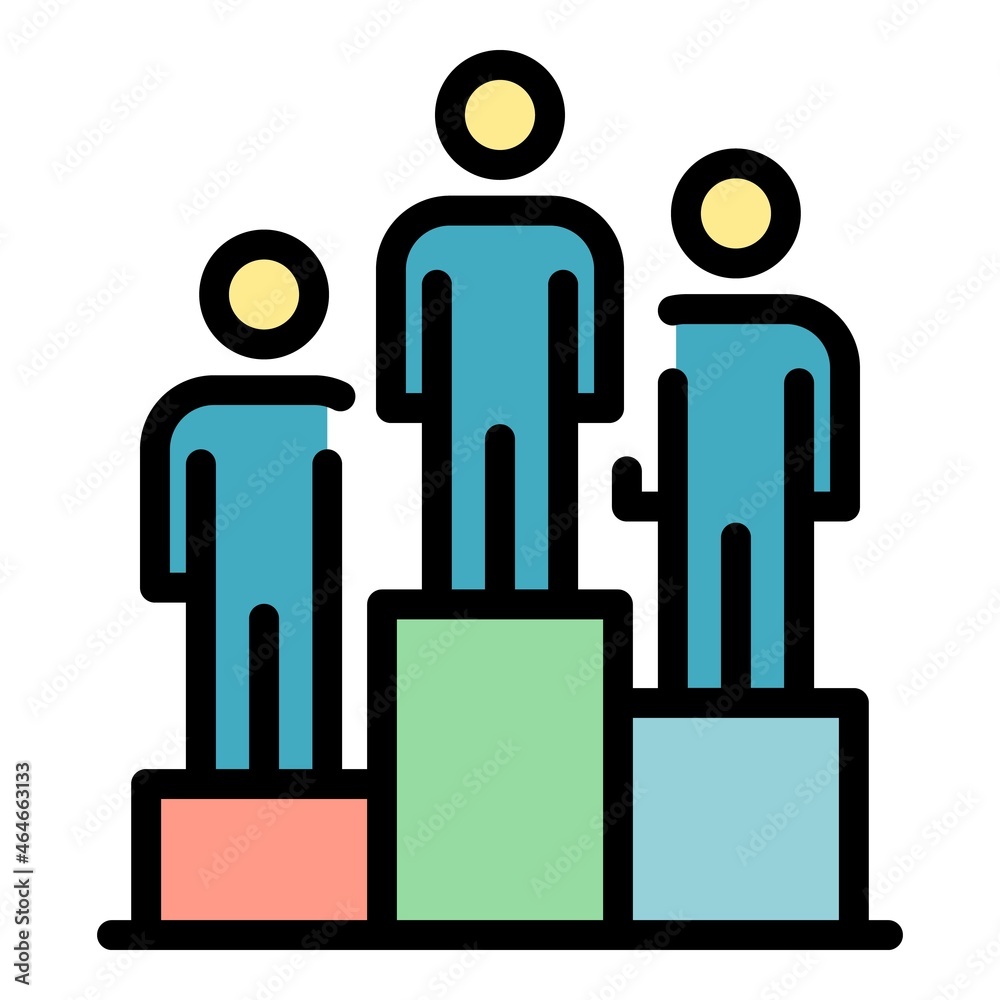 Winner podium icon. Outline winner podium vector icon color flat isolated Winner podium icon. Outline winner podium vector icon color flat isolated