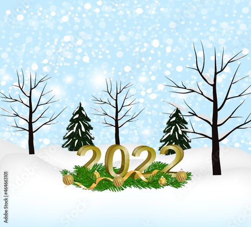 Winter snowing landscape. vector illustration