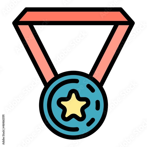 Excellence medal icon. Outline excellence medal vector icon color flat isolated