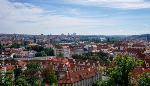 view of the rooftops and old city center of Prague