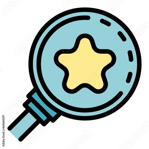 Star magnifier innovation icon. Outline star magnifier innovation vector icon color flat isolated