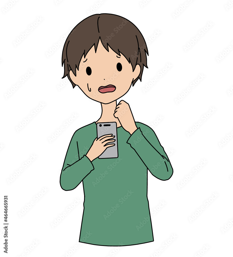 困った様子のスマホを持っている男性