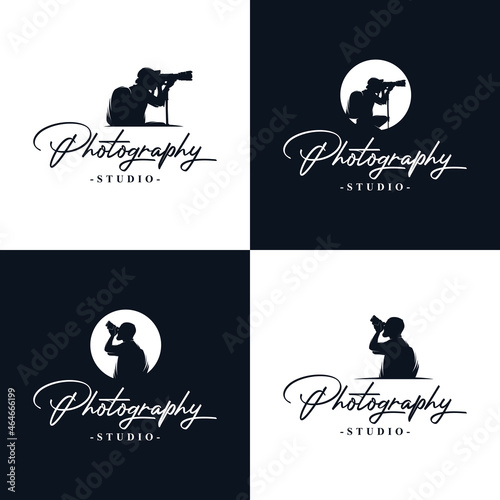 Set of Photographer studio logo design, cameraman symbol