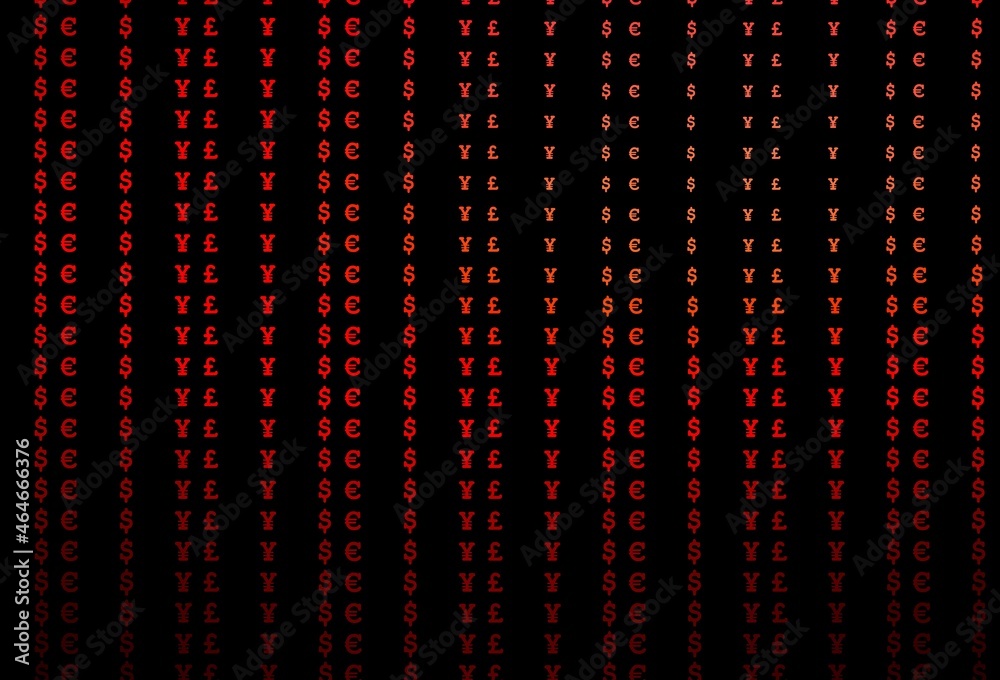 Dark red vector cover with EUR, USD, GBP, JPY. Dark red vector cover with EUR, USD, GBP, JPY.