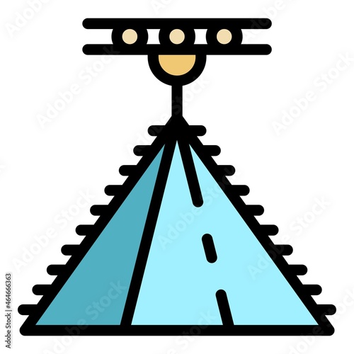 Roof construction icon. Outline roof construction vector icon color flat isolated