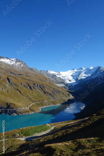 Lac de Moiry mountain lake in the area of Griments in Valais Canton, Switzerland © Tom