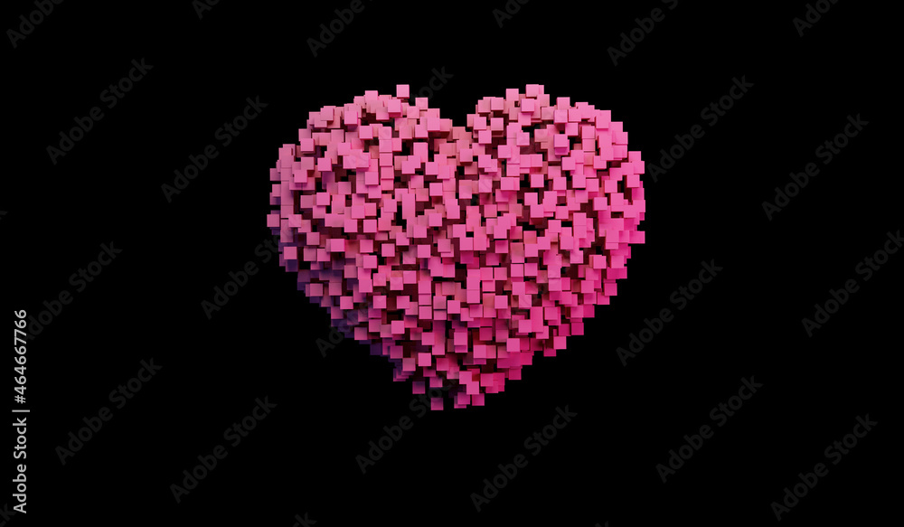 Pixel Red Heart Symbol on black background Pixel Red Heart Symbol on black background