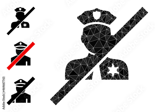 Low-poly blacklisted police icon, and other icons. Polygonal blacklisted police vector is combined with scattered triangles. Flat geometric lowpoly symbol is designed by blacklisted police icon.