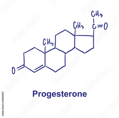 Progesterone chemical structure. Vector illustration Hand drawn.