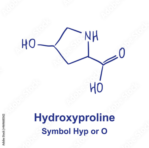 Hydroxyproline chemical structure. Vector illustration Hand drawn