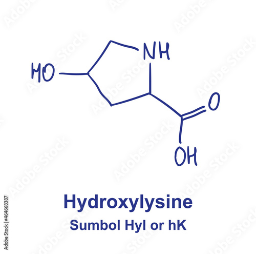 Hydroxylysine chemical structure. Vector illustration Hand drawn